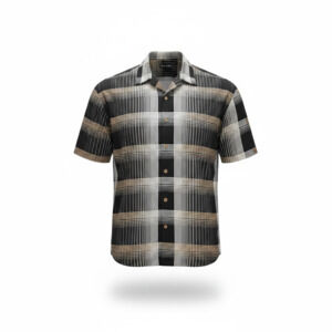 Mench Short-Sleeve Plaid Camp Collar Button-Down Shirt